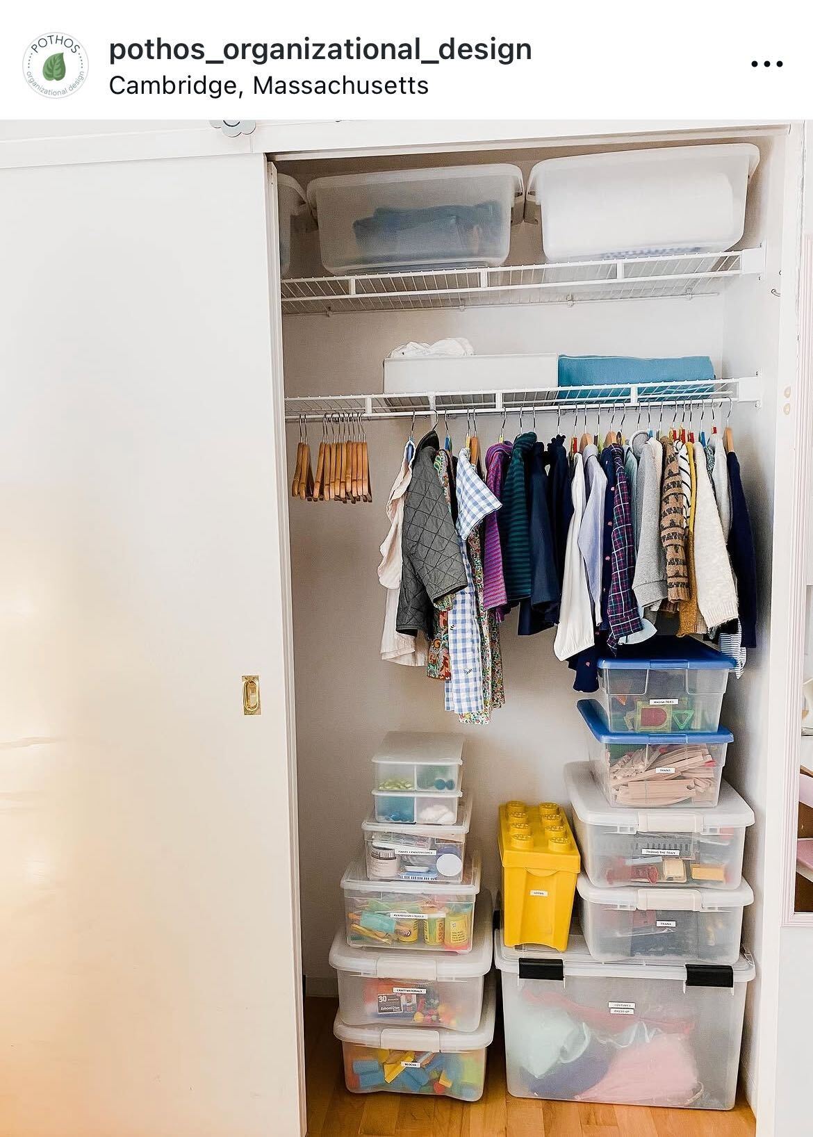 Kids closet after organization