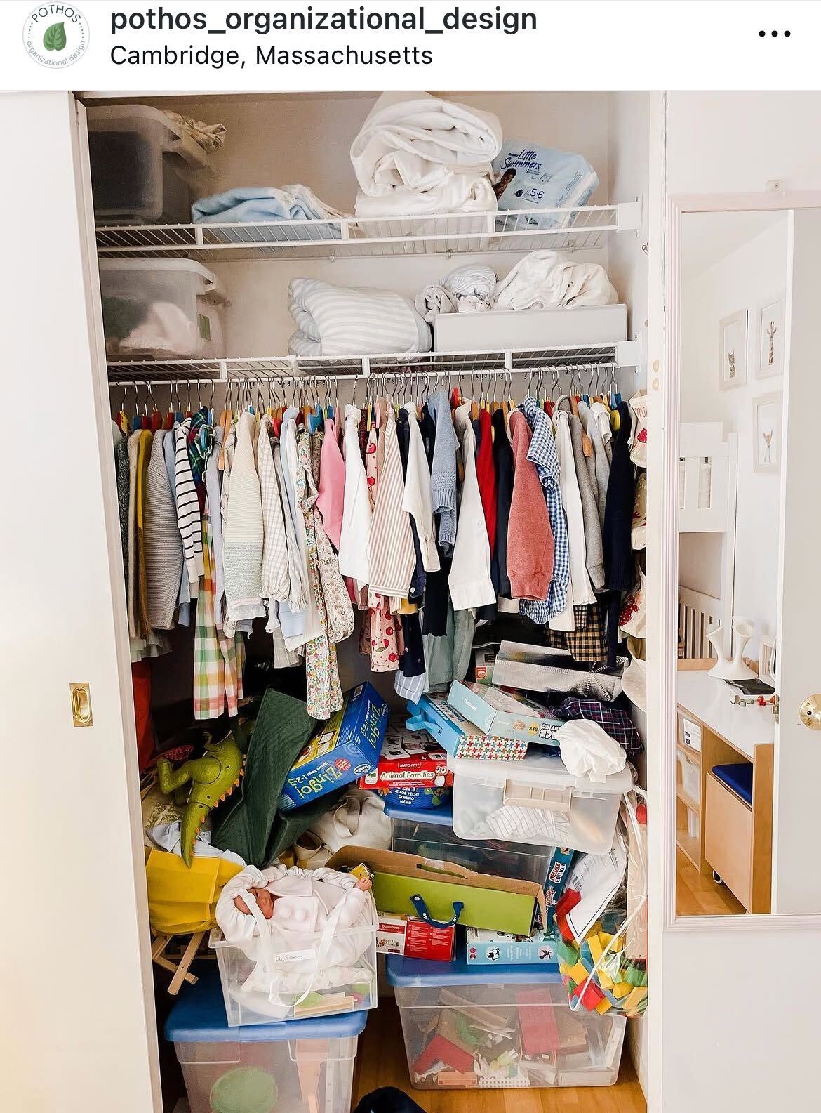 Kids closet before organization